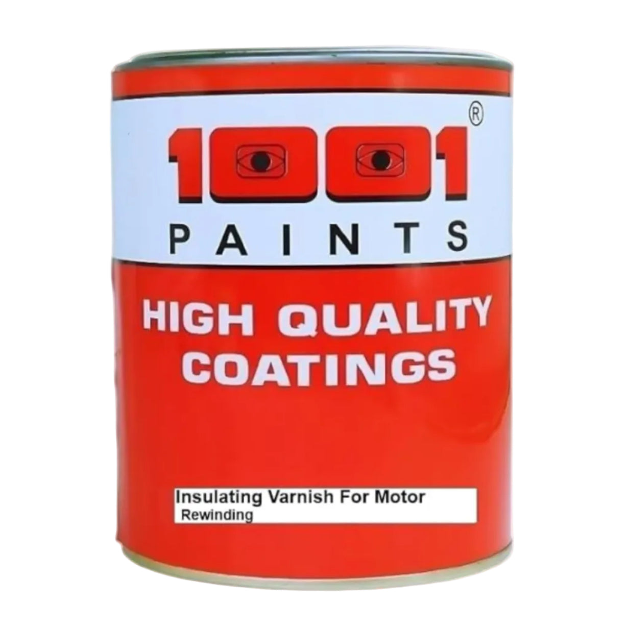 Red can of 1001 Paints with white label on a white background