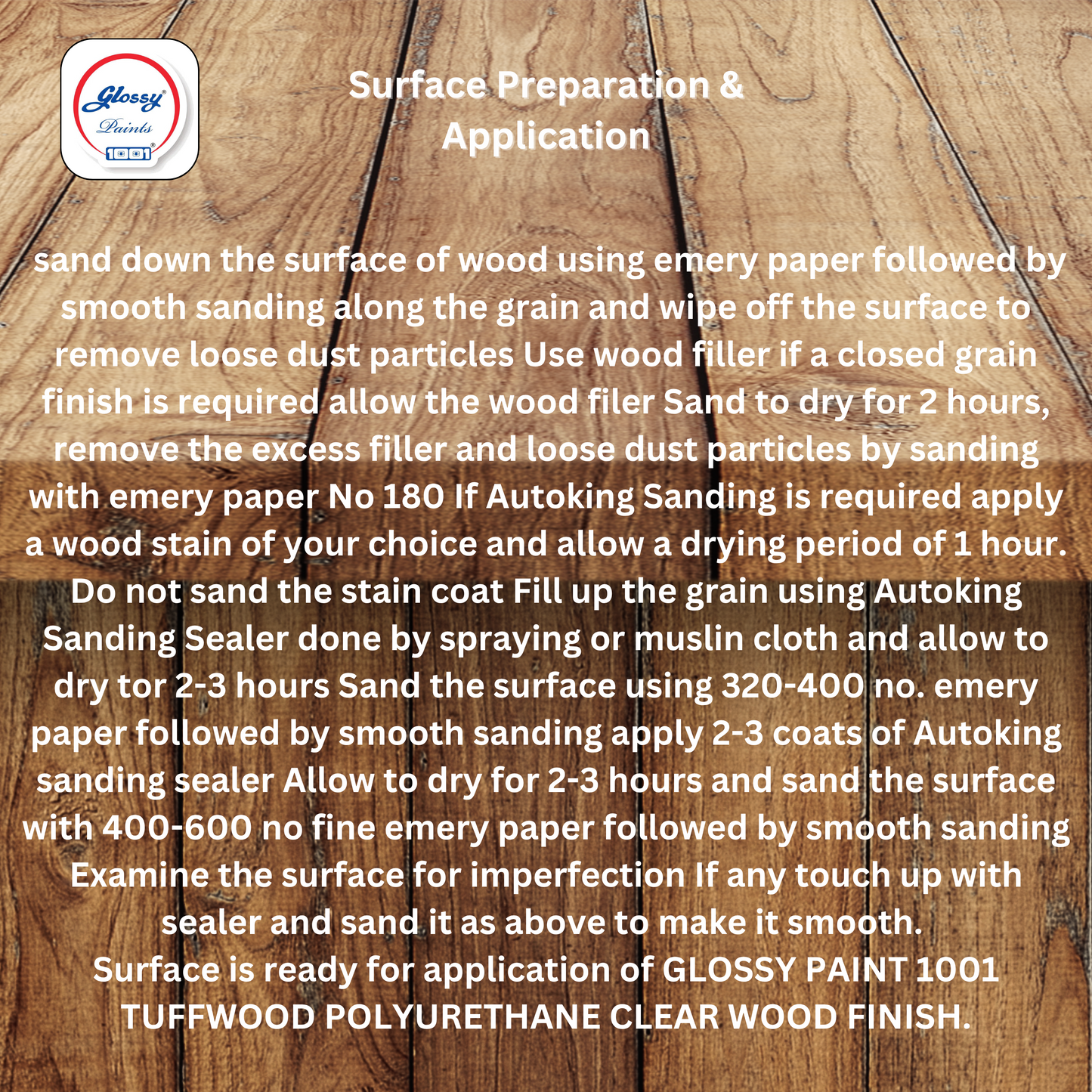 1001 Tuff Wood 1K Polyurethane Clear Wood Finish - Gloss