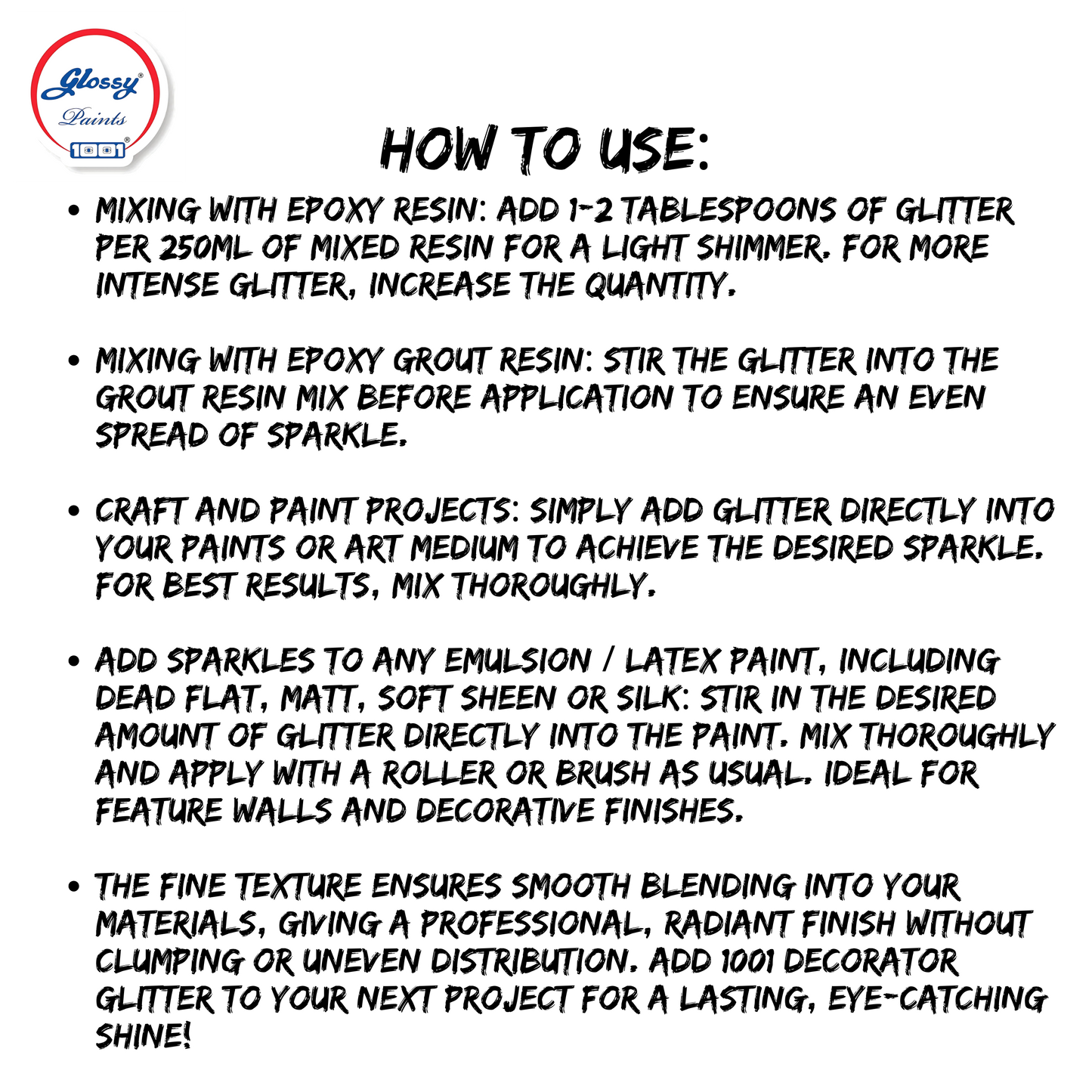 1001 Glossy Decorator Glitter for Epoxy Grout, Art Epoxy, Speaker Paint