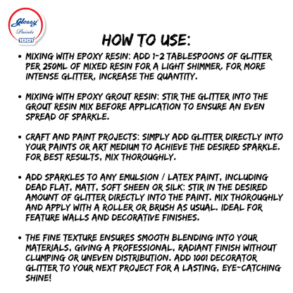 1001 Glossy Decorator Glitter for Epoxy Grout, Art Epoxy, Speaker Paint