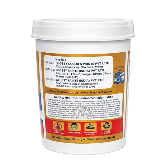 Glossy Paints container with label on a white background
