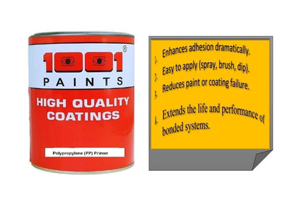 1001 Polypropylene (PP) Primer I Plastic Primer I To promote Adhesion on multiplastic surfaces Like helmet, bumper and other acrylic & fiber parts - 1 Ltr.