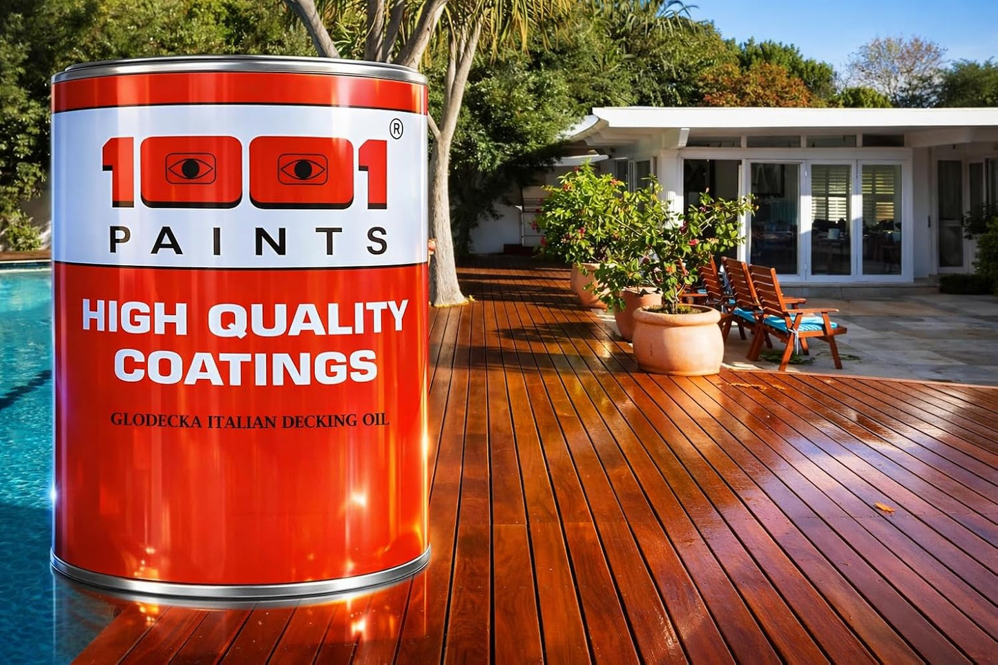 1001 Glodecka Italian Decking Oil St | Premium Wood Protection Oil | UV & Water Resistant | For Outdoor Wooden Decks, Floors & Furniture, Long-Lasting for Hardwood Surfaces - 1 Ltr