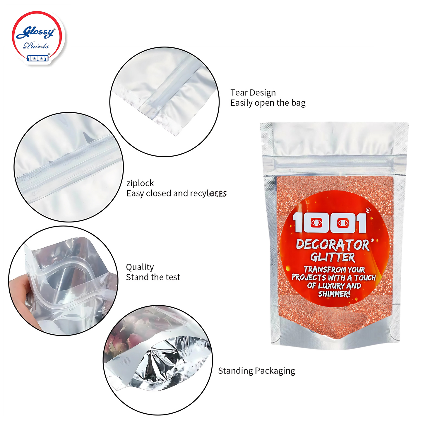 Glossy Decorator Glitter for Epoxy Grout, Art Epoxy, Speaker Paint