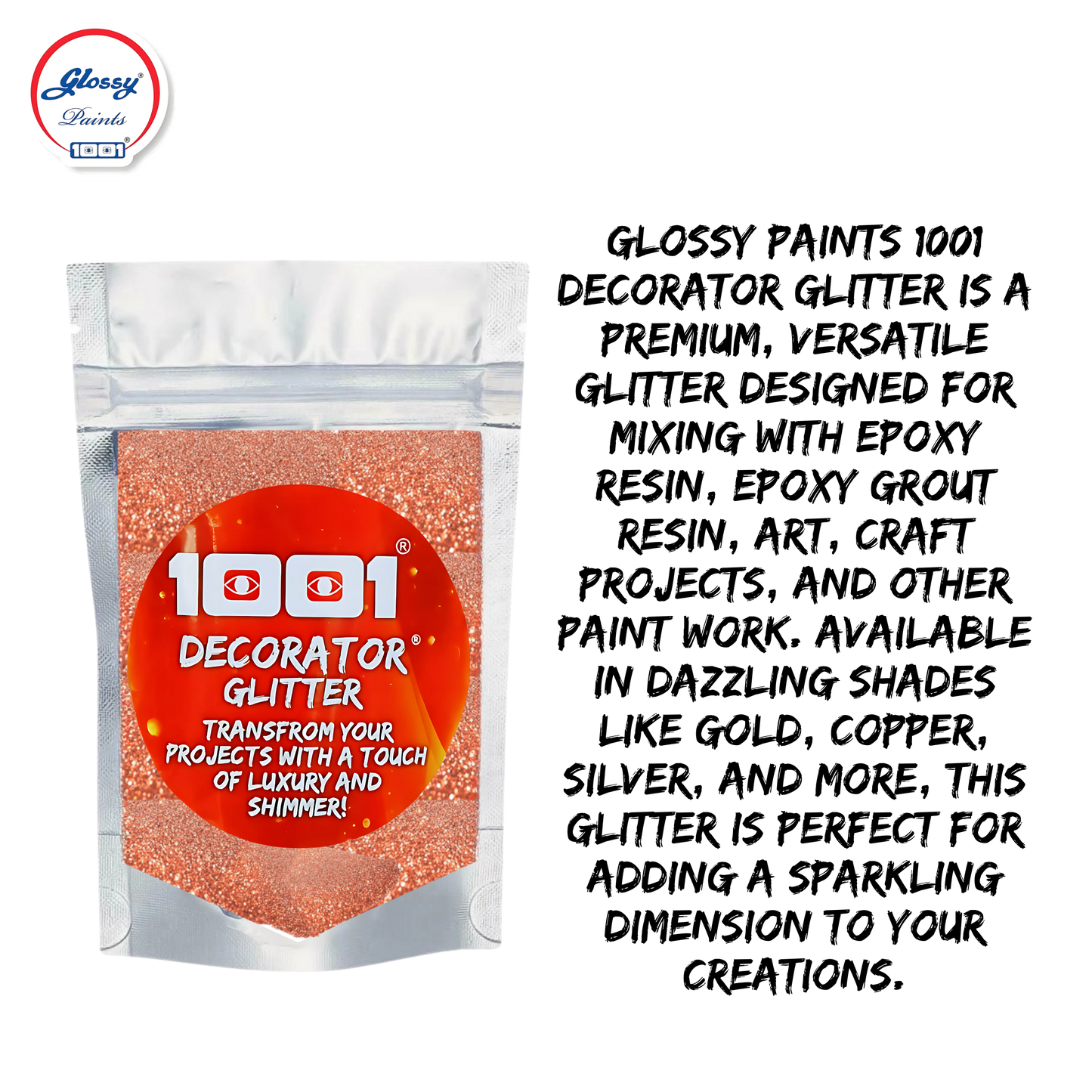 Glossy Decorator Glitter for Epoxy Grout, Art Epoxy, Speaker Paint