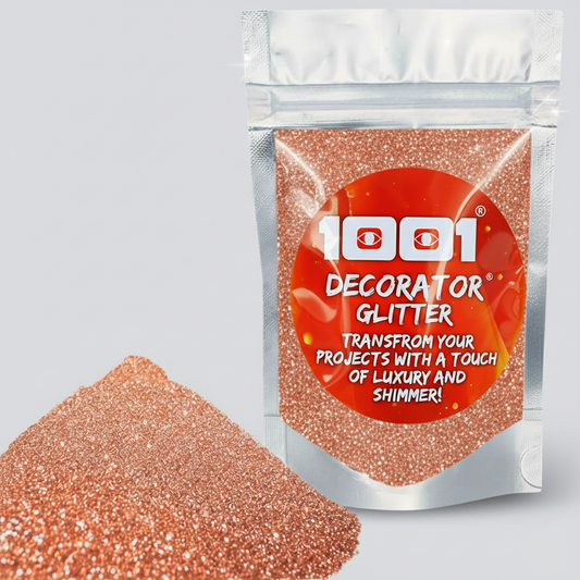 Packaged decorator glitter with a red label on a white background brand glossy 1001