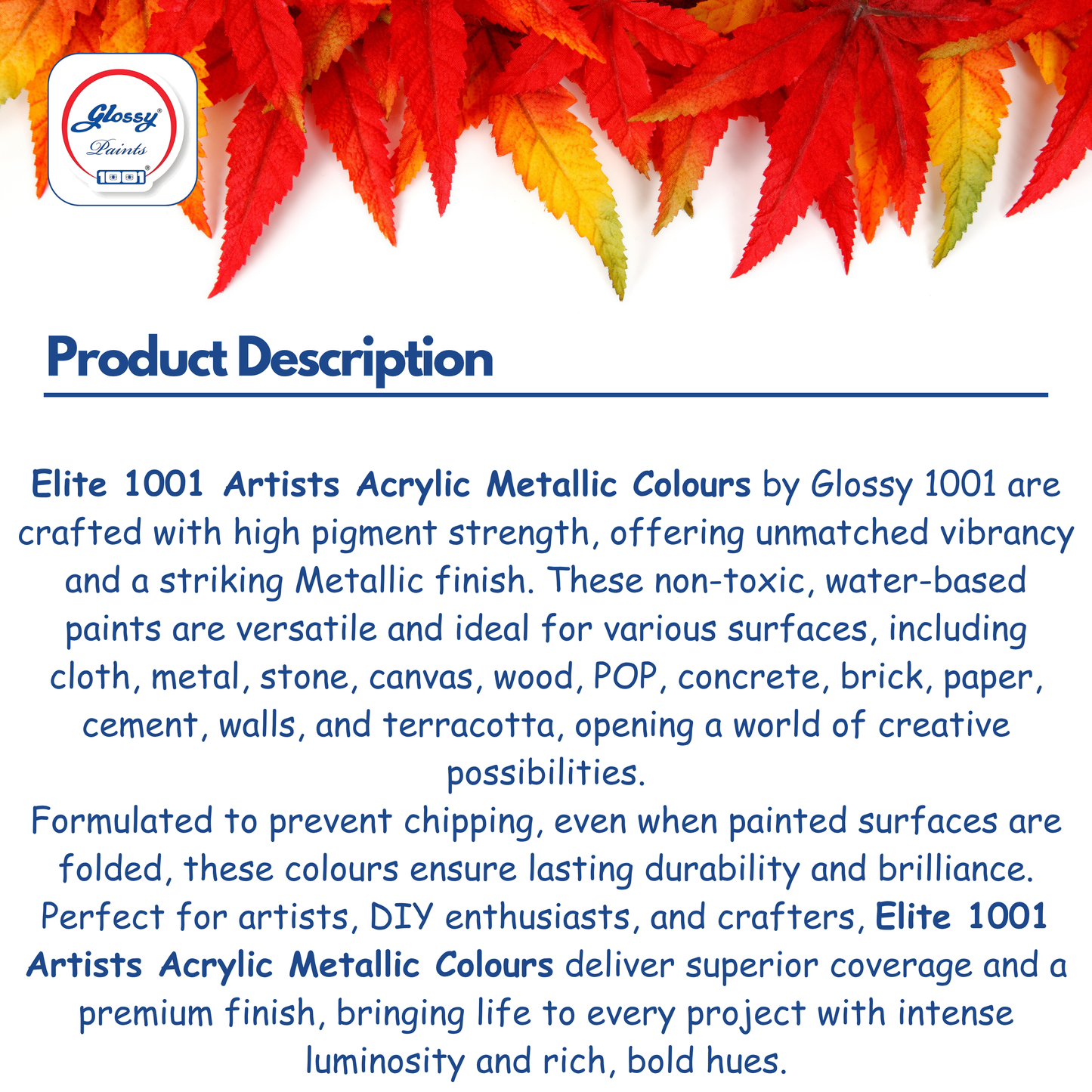 Elite Artist's Acrylic Metallic Colors for Multi-surface