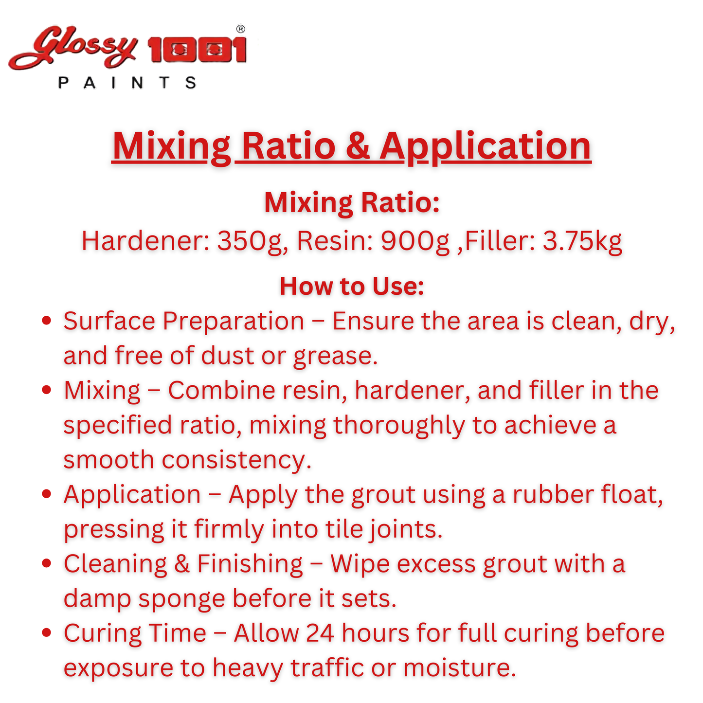 1001 GC 606 Stainfree Epoxy Grout for Floors and Walls Super AF