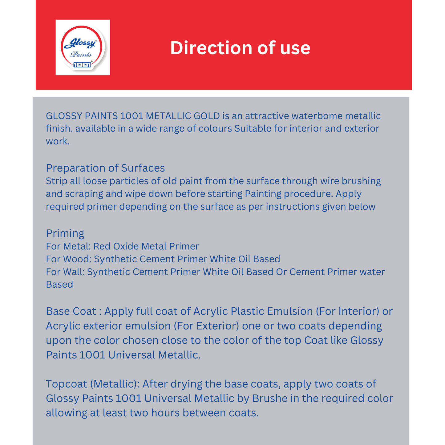 1001 Universal Metallics - Smooth Finish- WT