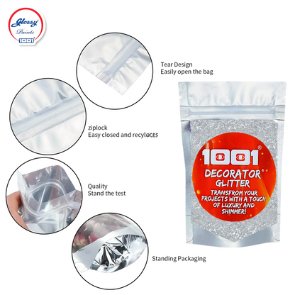 Glossy Decorator Glitter for Epoxy Grout, Art Epoxy, Speaker Paint | Silver