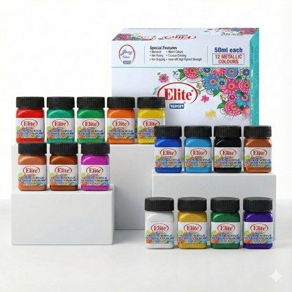 Elite Artist's Acrylic Metallic Colors for Multi-surface Super AF