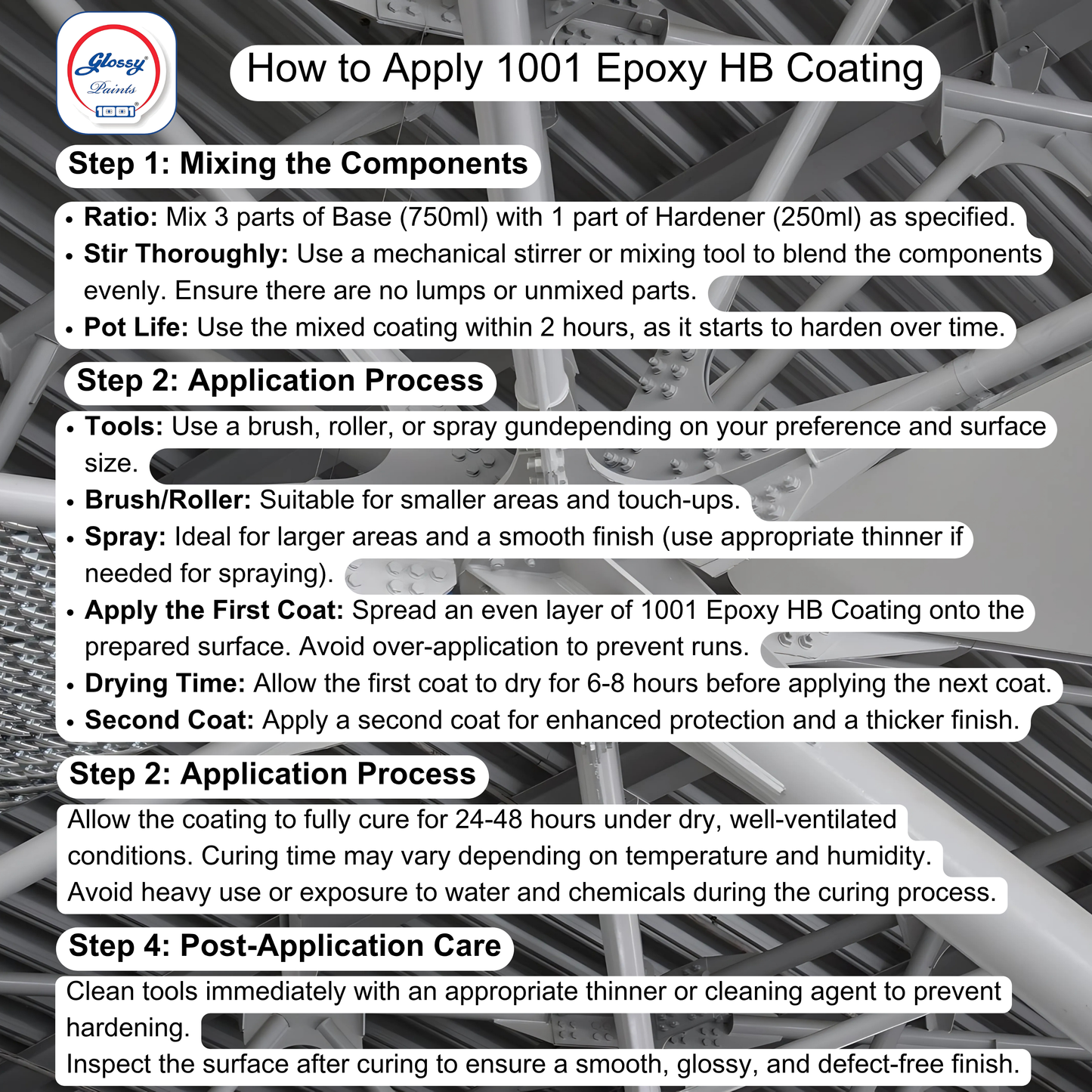 1001 Epoxy Paint HB Coating 2 Pack System With Hardener